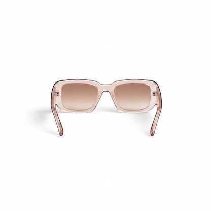 EVIE EYEWEAR Modelo Oréa rectangular sunglasses with matte nude frame and gradient brown lenses.